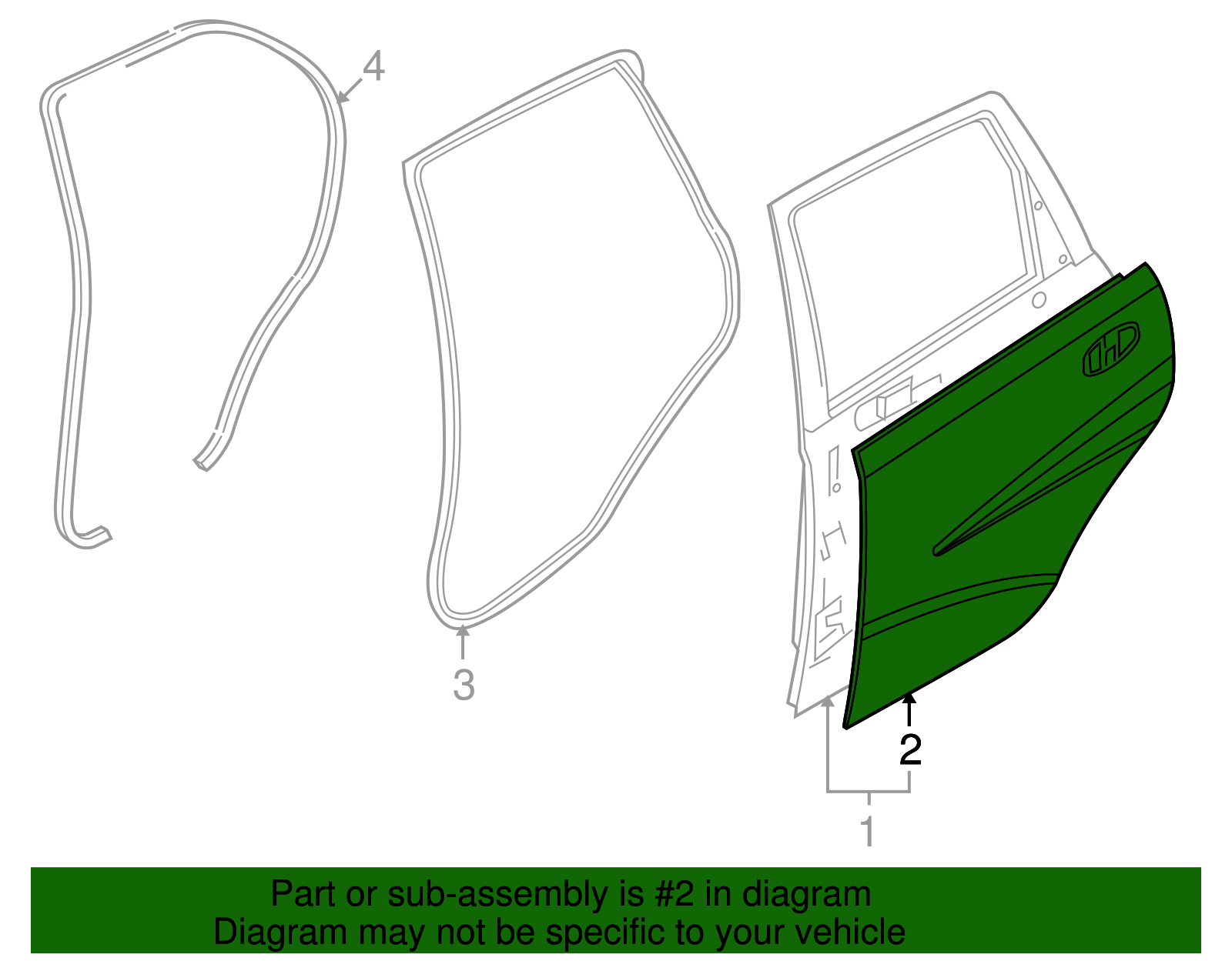 Driver Side Rear Door Outer Panel - GM (96897407)