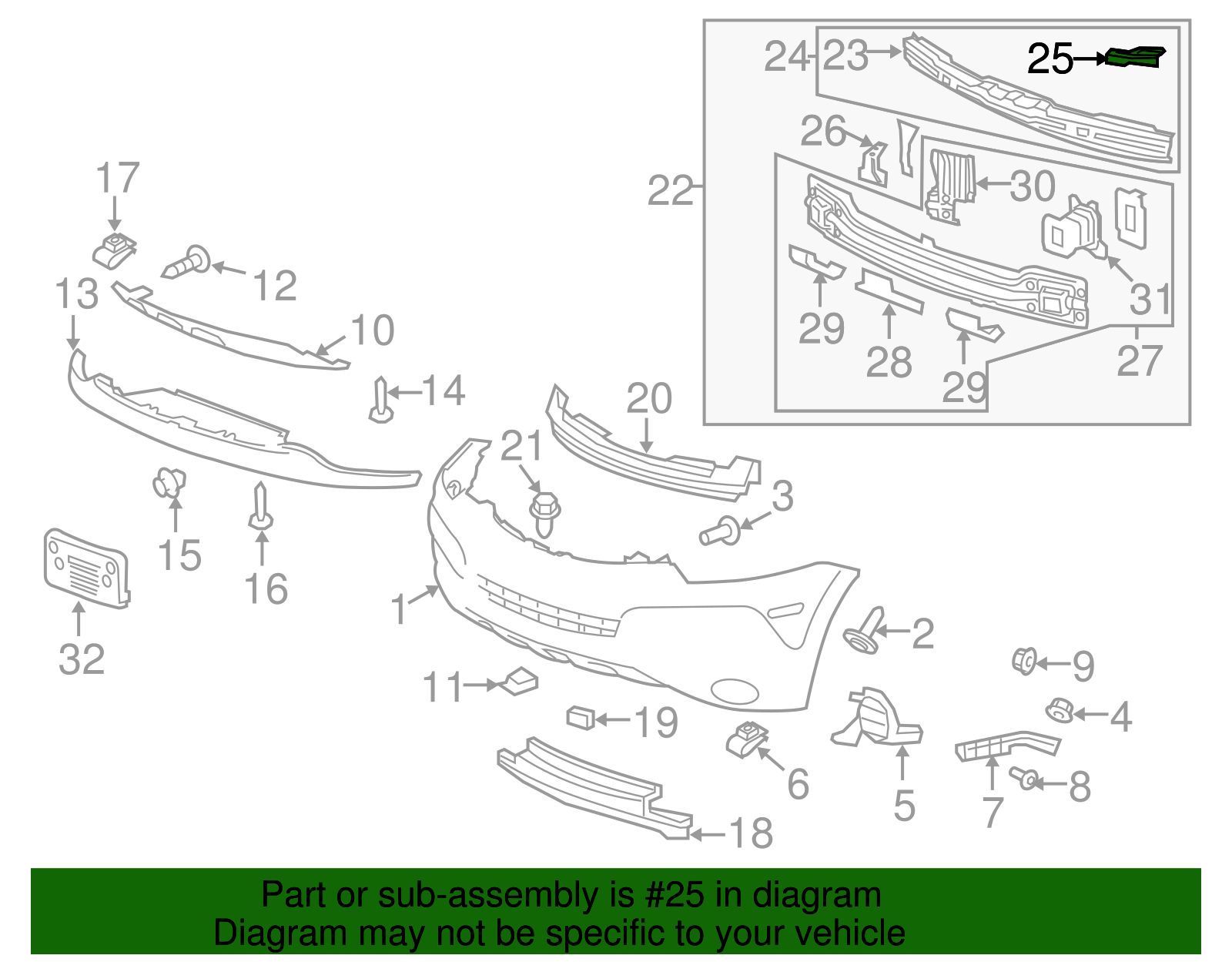 Passenger Side Front Bumper Fascia Side Bracket - GM (96848179)