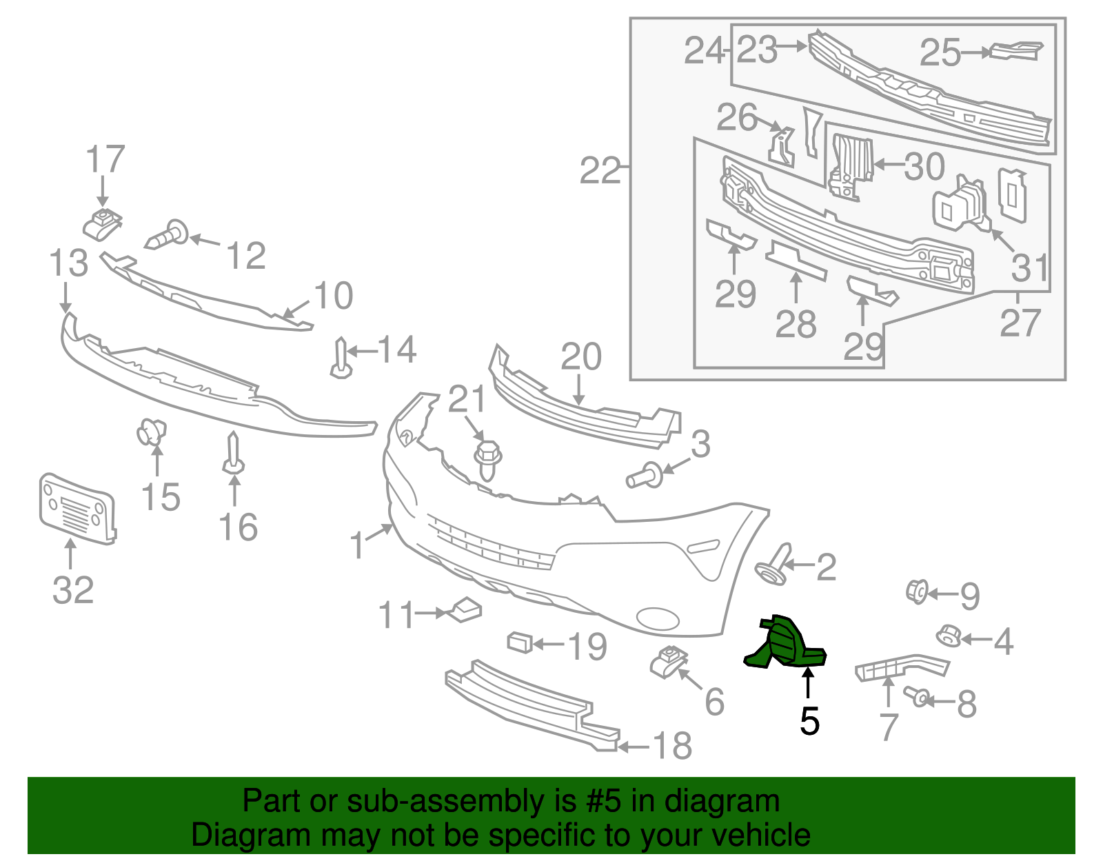 Front Driver Side Fog Lamp Opening Cover - GM (96804093)