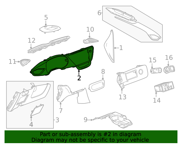 20162022 Buick Jet Black Instrument Panel Cluster Trim Plate 23271374