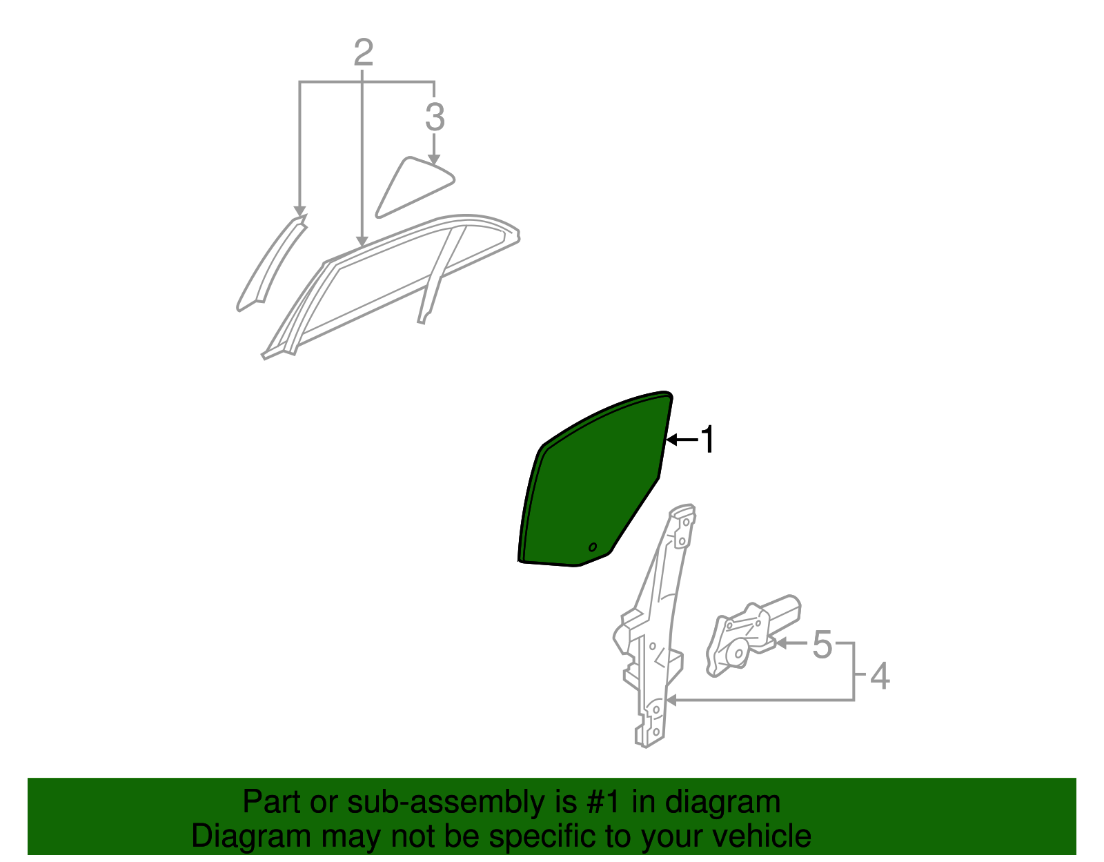 Door Glass - Ford (XW4Z-5425712-AA)
