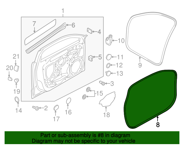 8V4837912C Door WeatherStrip 20162018 Audi A3 Sportback etron