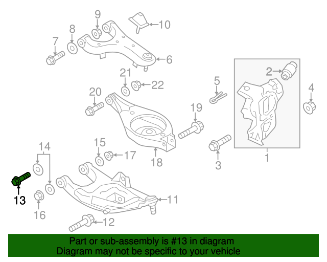 20112020 Infiniti Ft Lower Control Arm Rear Bolt 545801LA1B