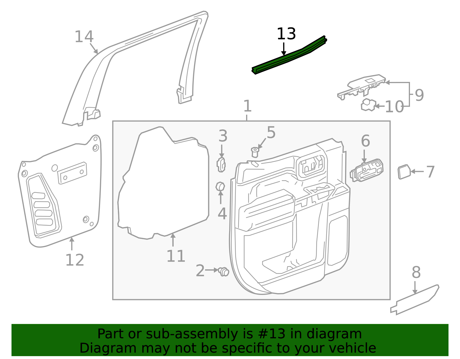 Rear Passenger Side Door Window Inner Sealing Strip - GM (84362006)