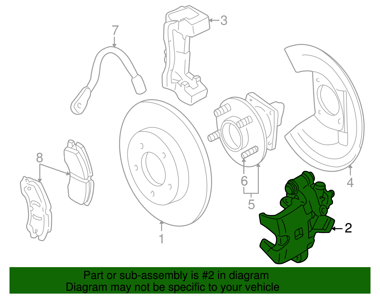 Caliper Assembly, Rear Brake - Cadillac (89047664)