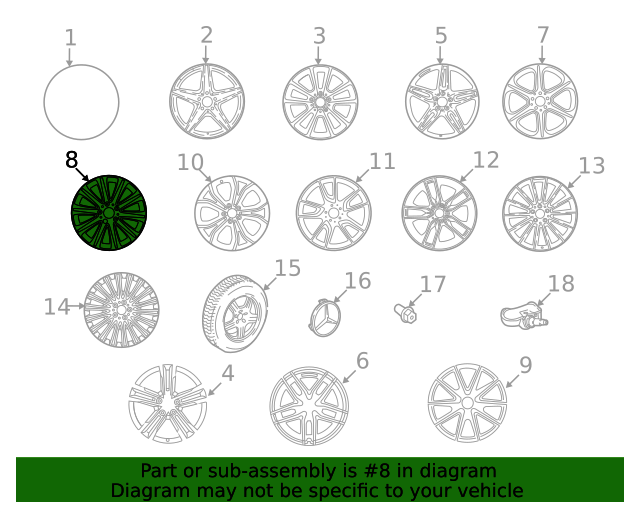213-401-08-00-7X21 - Wheel Multi-Spoke 50.8 Cm (20 Inch) 2018-2020 ...