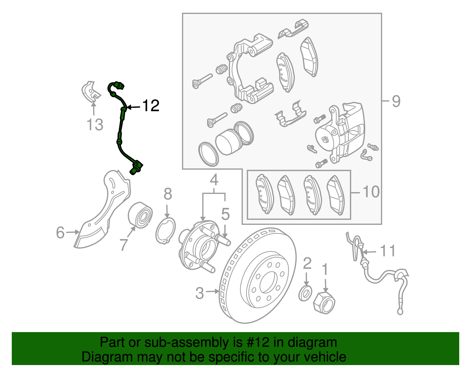 Front Driver Side Wheel Speed Sensor - GM (96959997)