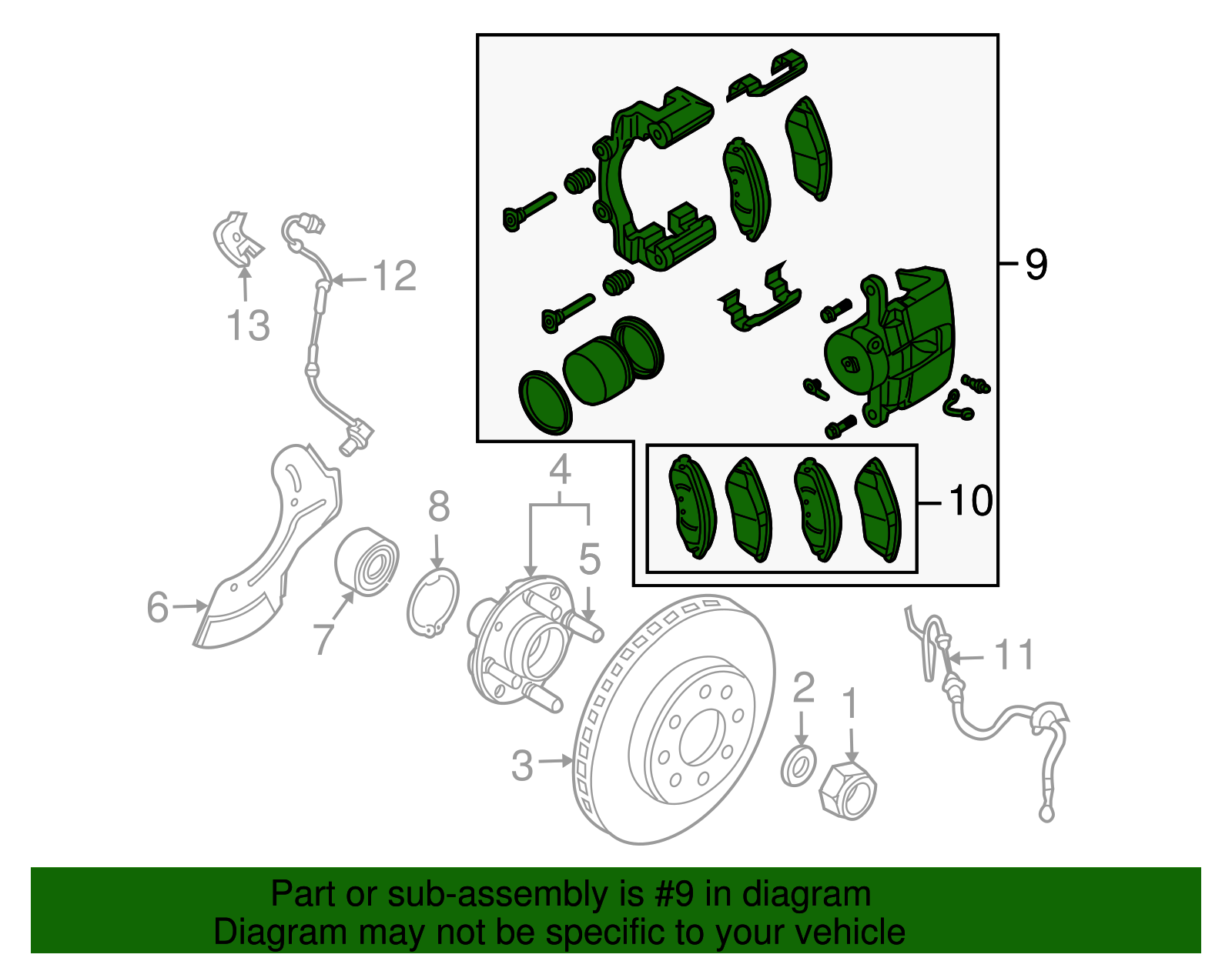 Front Driver Side Disc Brake Caliper Assembly - GM (96475174)