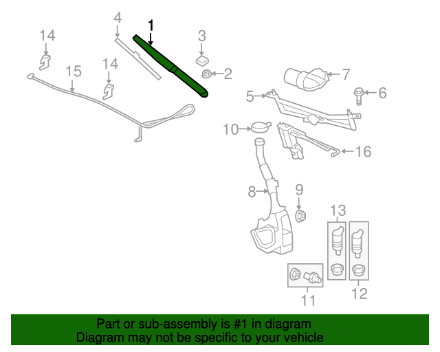 20112017 GM Driver Side Windshield Wiper Arm 20945791 GM