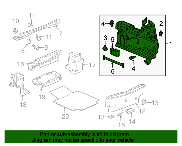 13381021 GM Trunk Side Trim GM Parts Store