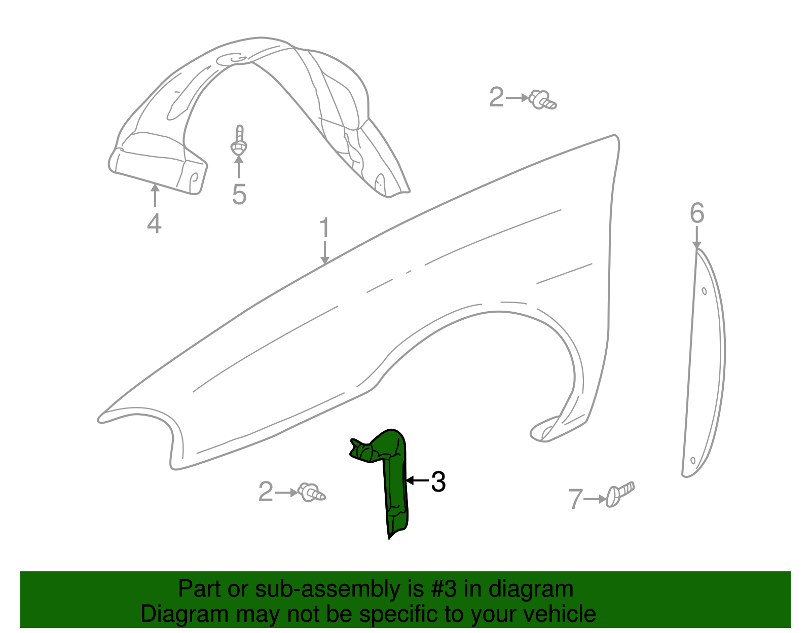 Passenger Side Front Fender Front Lower Reinforcement - GM (25700928)