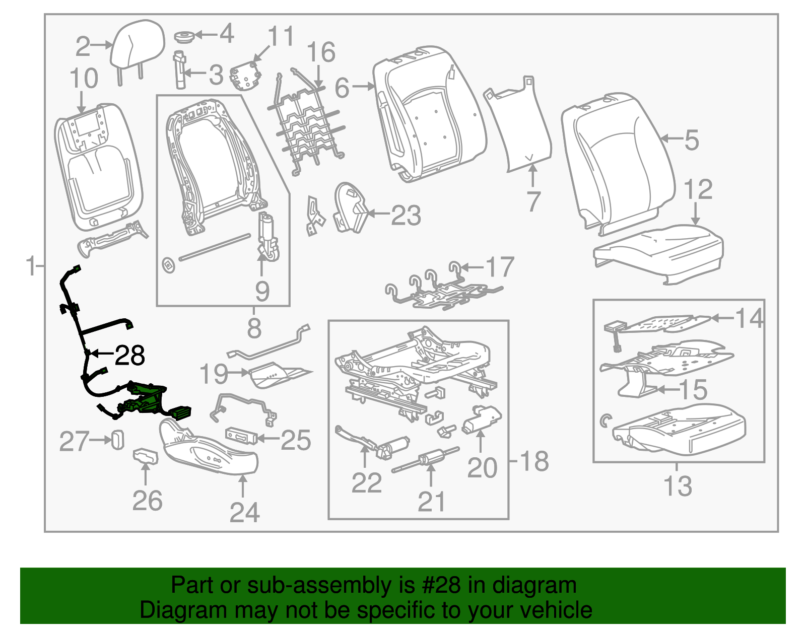 Passenger Seat Wiring Harness - Buick (90922623)