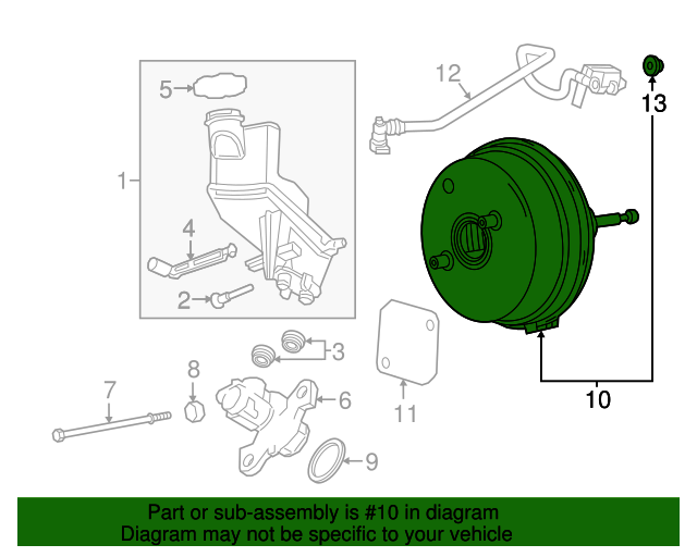 20182023 GM Vacuum Power Brake Booster Kit with Gasket, Grommet, Seals