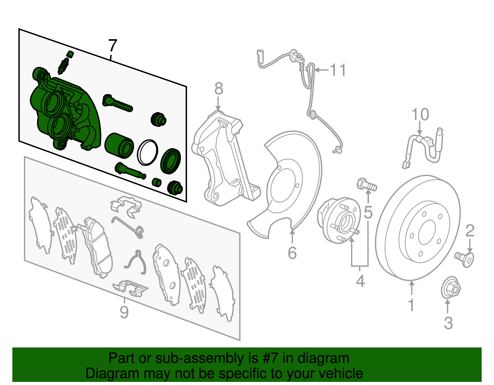 Front Brake Caliper without Pads or Bracket - GM (13542336)