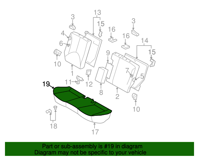 Genuine Hyundai 89160-1E100-ORC Seat Cushion Covering Assembly Rear Genuine Hyundai 89160-1E100-ORC Seat Cushion Covering Assembly Rear