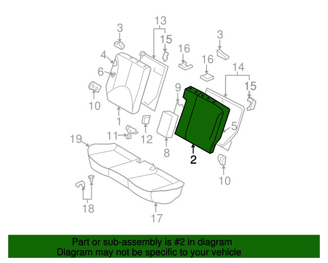 Genuine Hyundai 89160-1E100-ORC Seat Cushion Covering Assembly Rear Genuine Hyundai 89160-1E100-ORC Seat Cushion Covering Assembly Rear