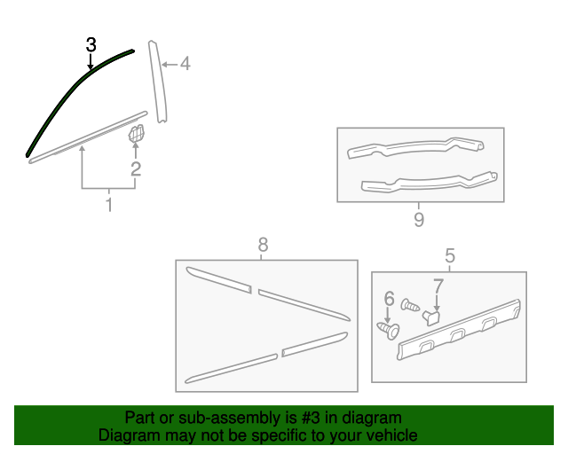 72465SWAA02 Molding, L Front Door Sash 20072011 Honda CRV Honda