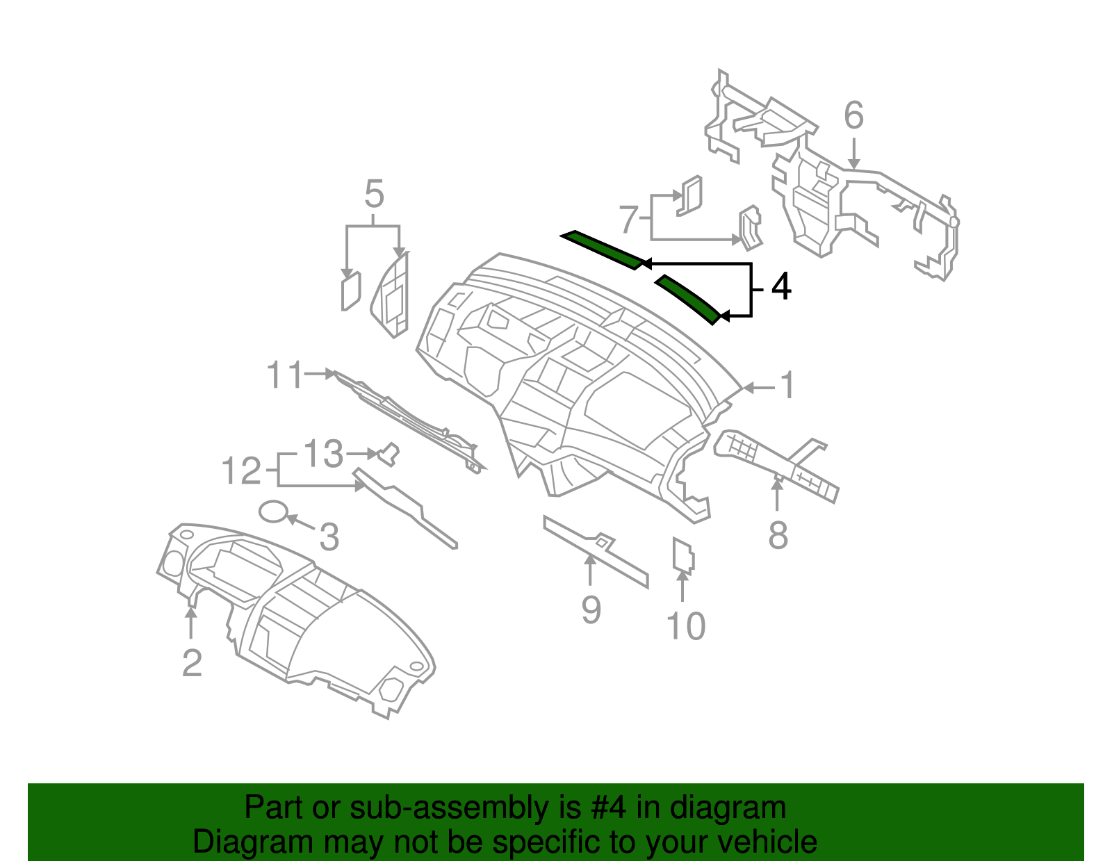 Charcoal Windshield Defroster Nozzle Grille - GM (96457618)