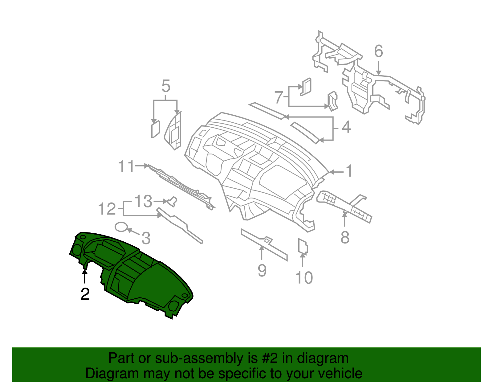 Instrument Panel Upper Trim Panel - GM (96655000)