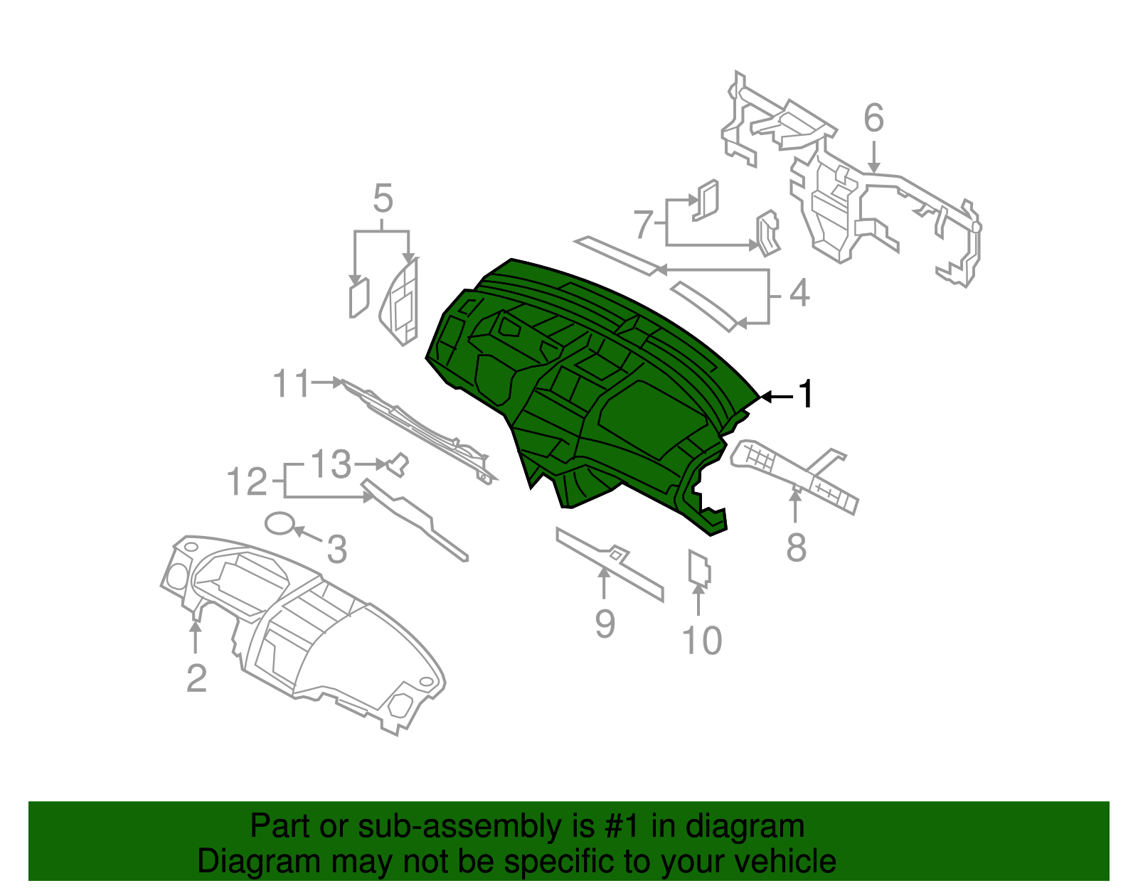 Black Instrument Panel Trim Panel - GM (96457606)
