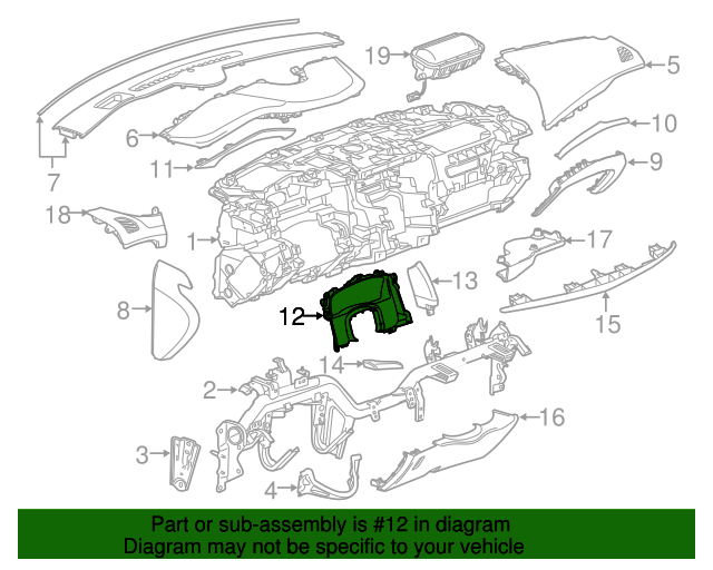 20152020 Cadillac Jet Black Instrument Panel Cluster Trim Plate