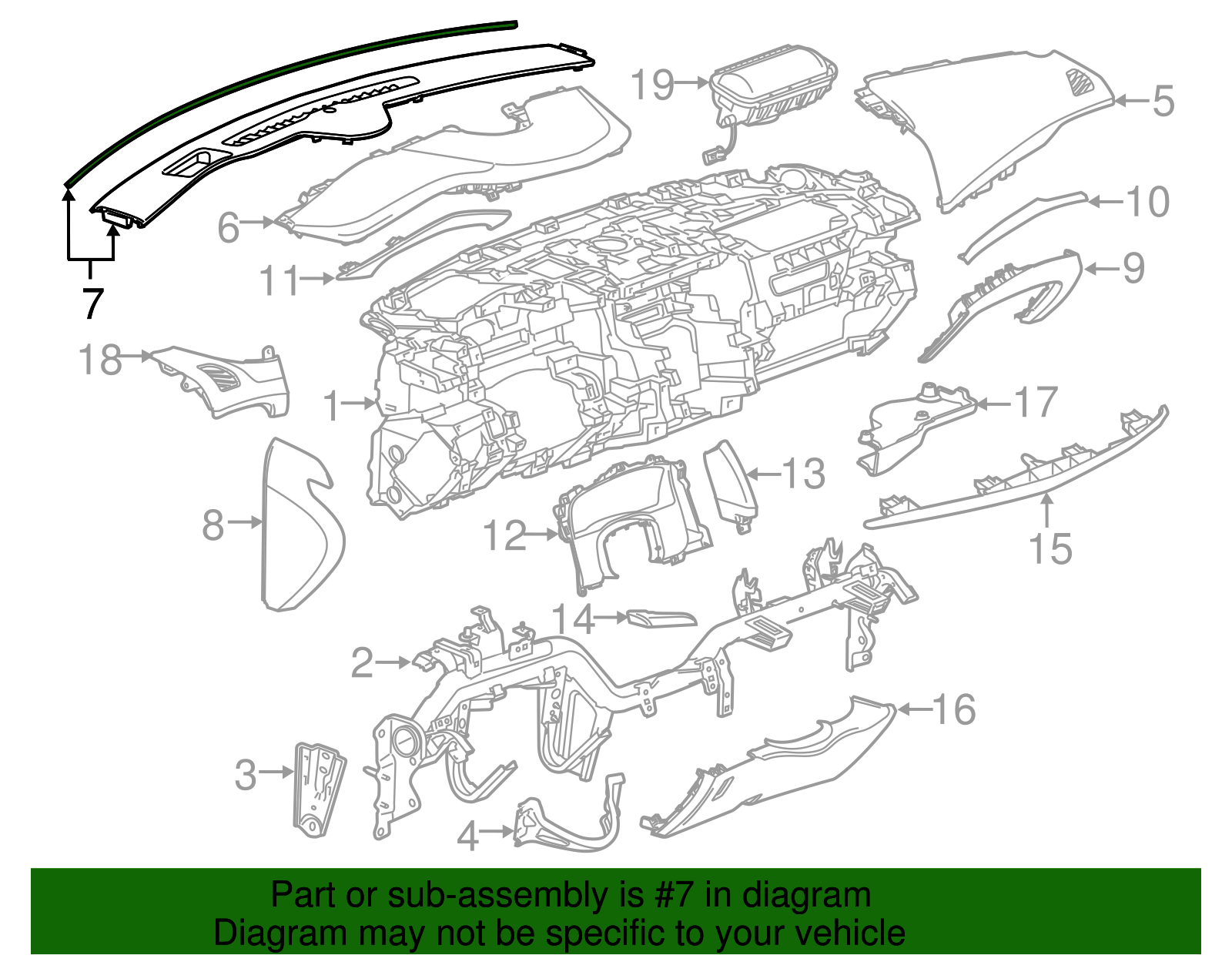 Jet Black Instrument Panel Extension - Cadillac (84139152)