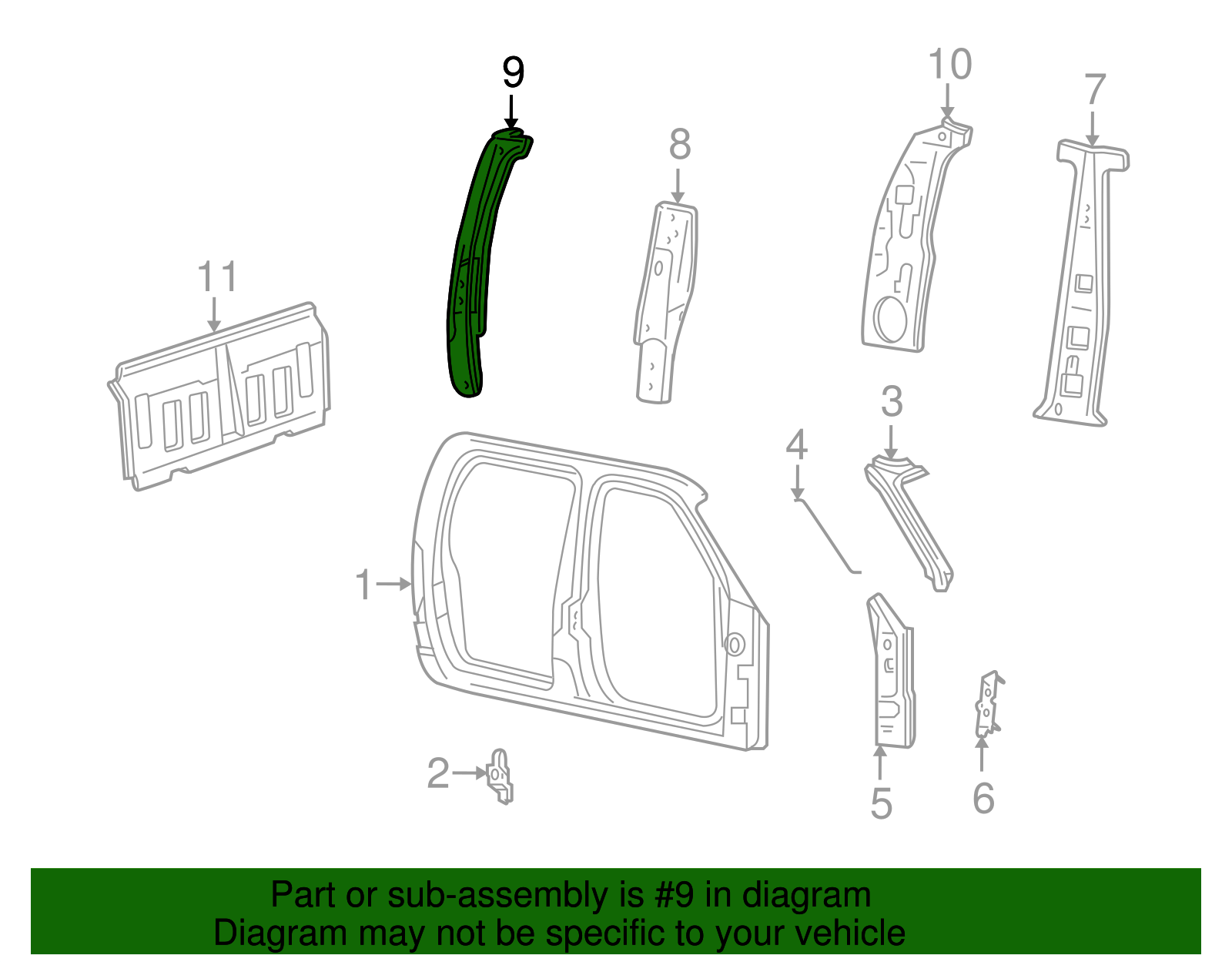Body C-Pillar Reinforcement - Ford (YL3Z-1628364-AA)