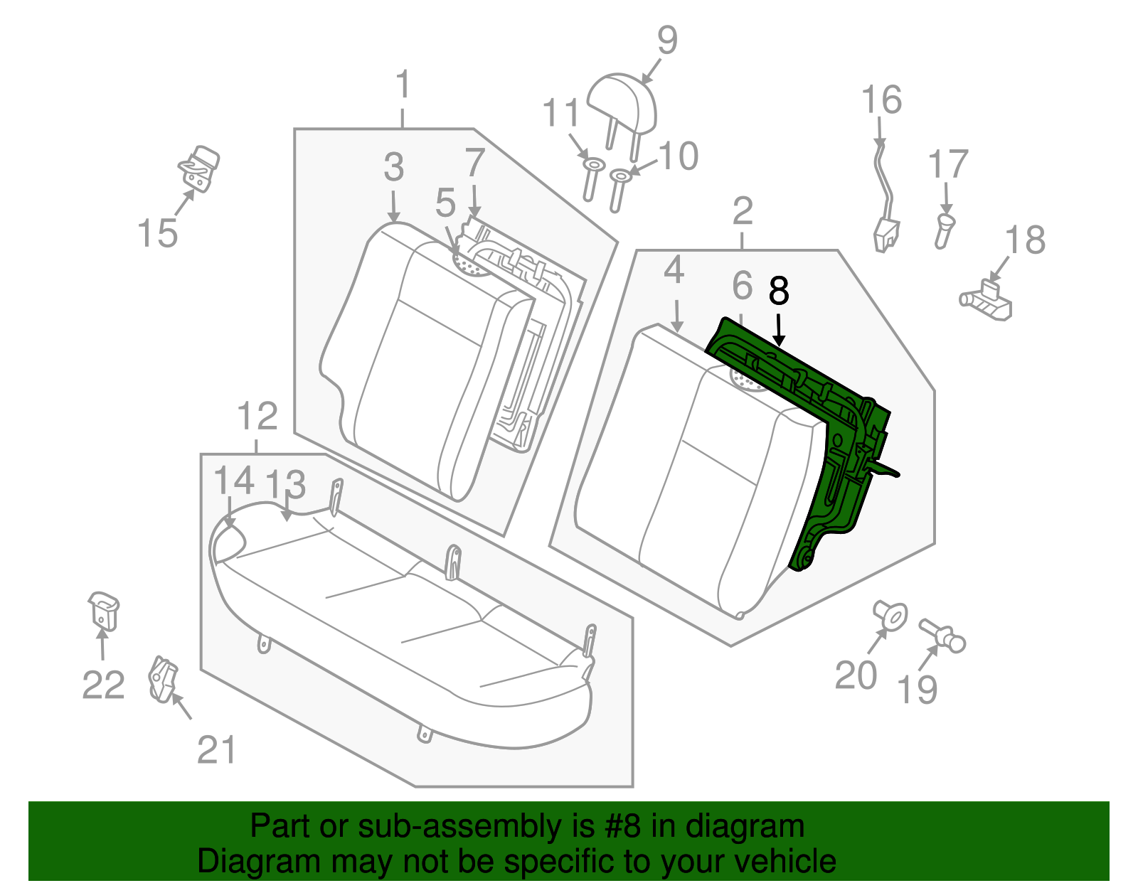 Rear Driver Side Seat Frame - GM (96870000)