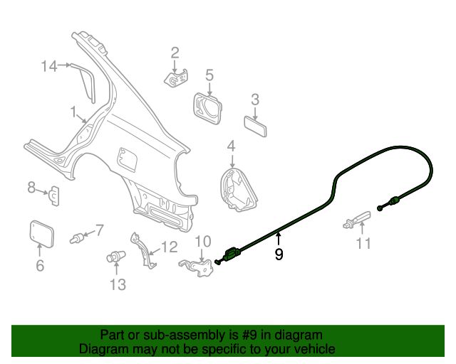 20022006 Nissan Altima Release Cable 788228J000 Nissan Parts Store