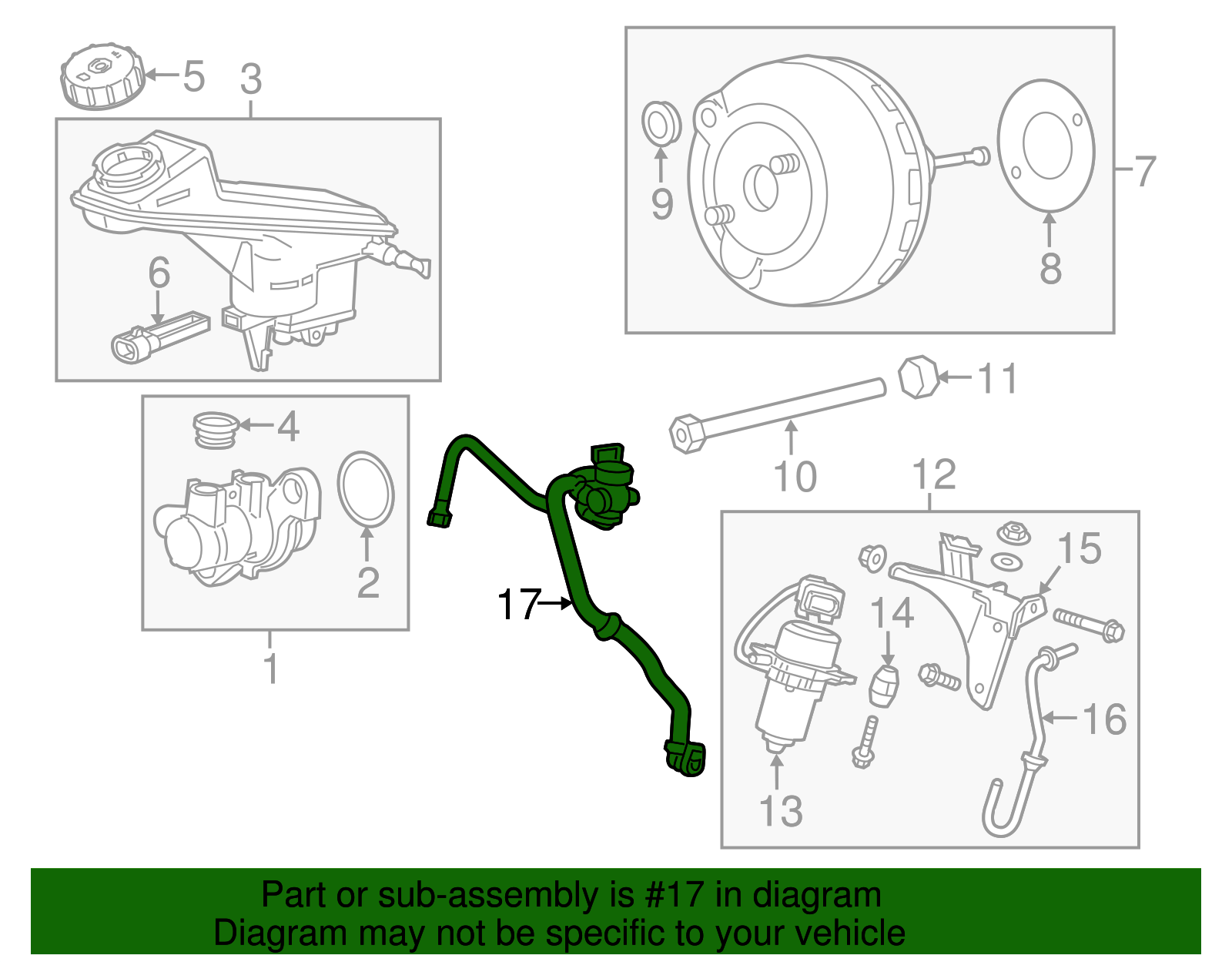 Power Brake Booster Vacuum Hose Assembly - GM (96968346)
