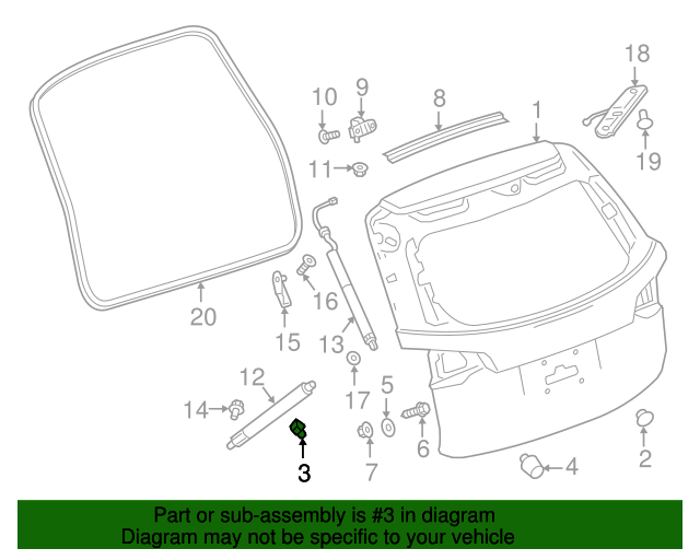 20182023 Chevrolet Liftgate Adjust Bumper 84290126 GM