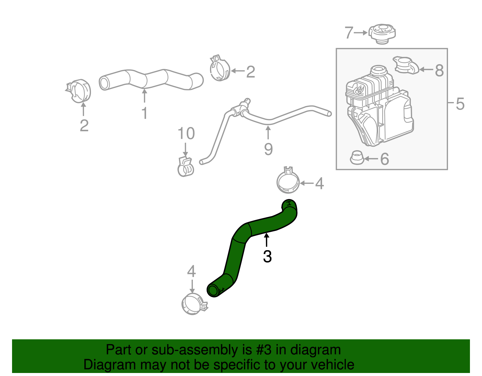 Radiator Outlet Hose - Cadillac (84128850)