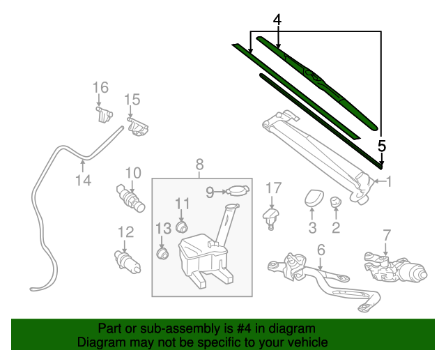 OEM 20122018 Toyota Yaris Windshield Wiper Blade (Left, Front) Part