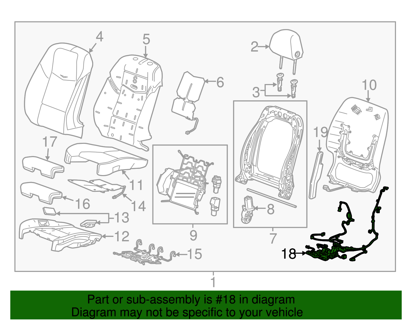 Front Passenger Side Seat Wiring Harness - Cadillac (84128565)