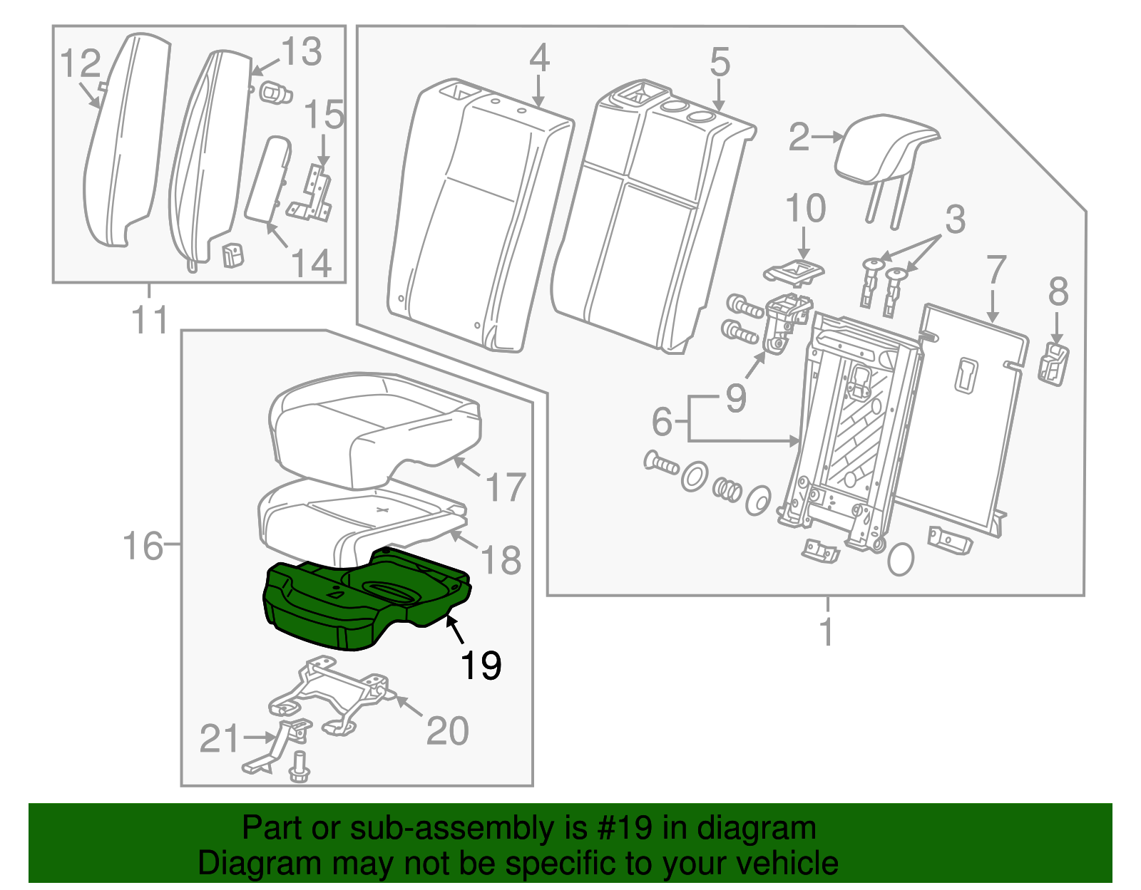 Passenger Side Rear Seat Cushion Side Frame - GM (95083383)