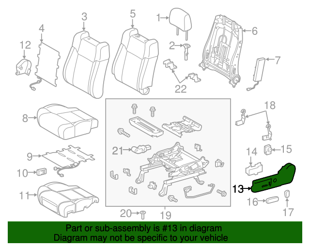 20142021 Toyota Tundra Seat Back Recliner Adjustment Mechanism Cover