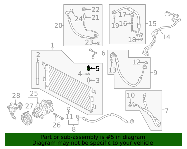 5Q0959126A Pressure Sensor 20172023 Audi Audi OEM Parts