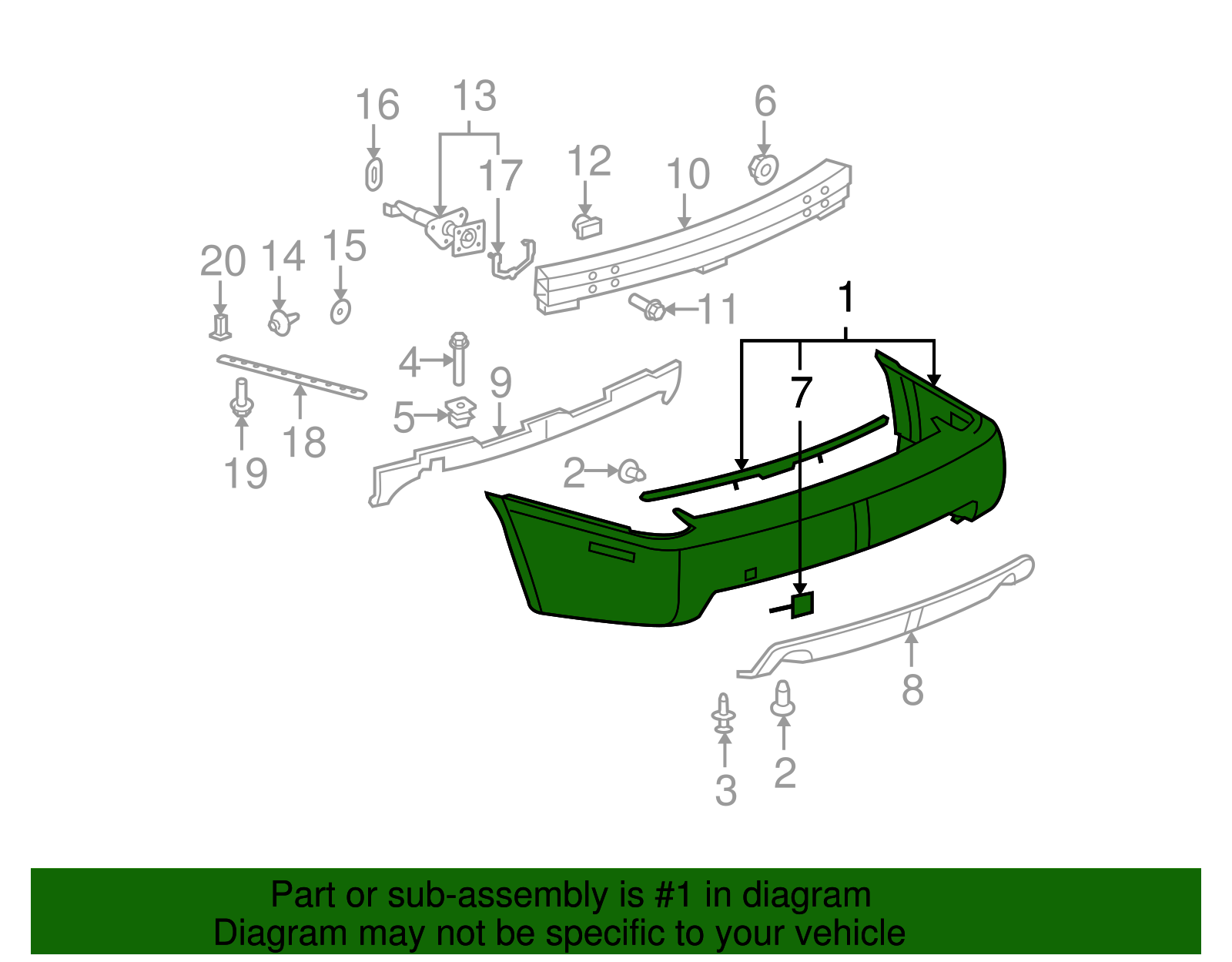 Rear Bumper Cover - Cadillac (89025756)