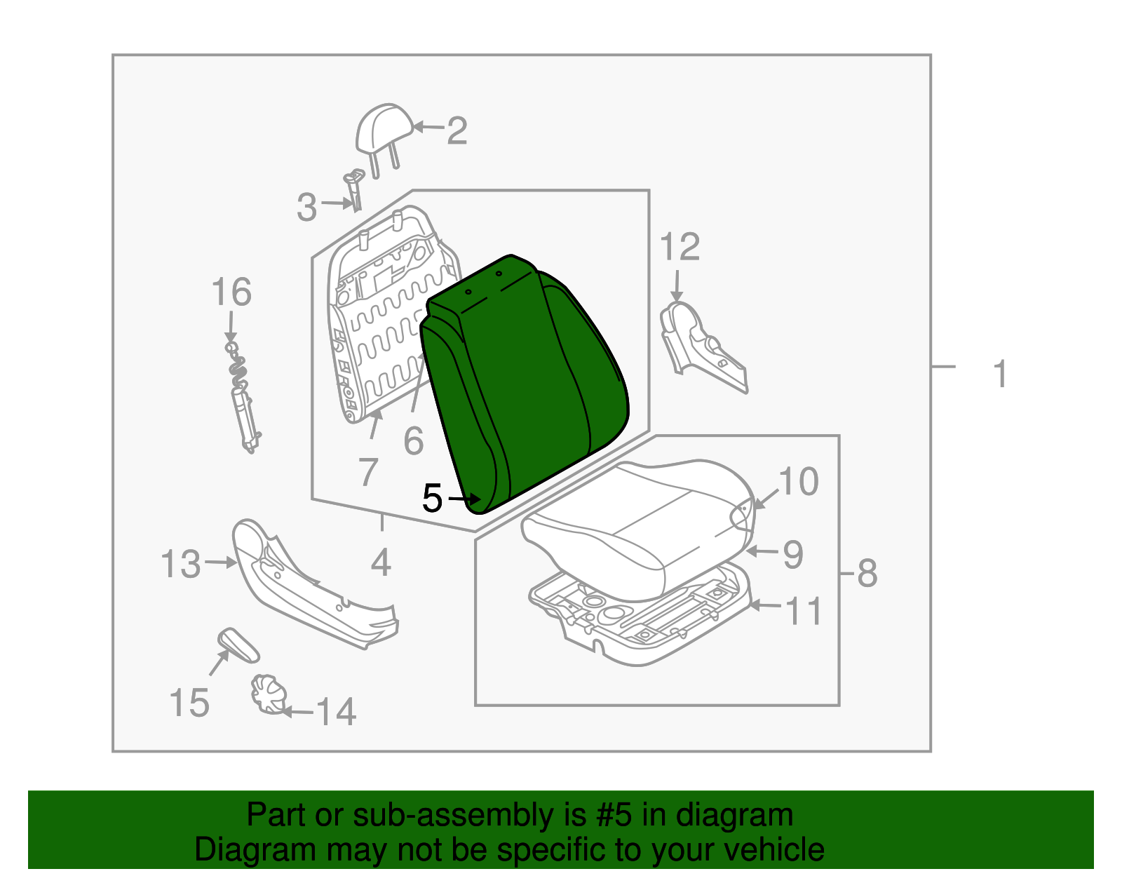 Black Passenger Seat Back Cushion Cover - GM (96807989)