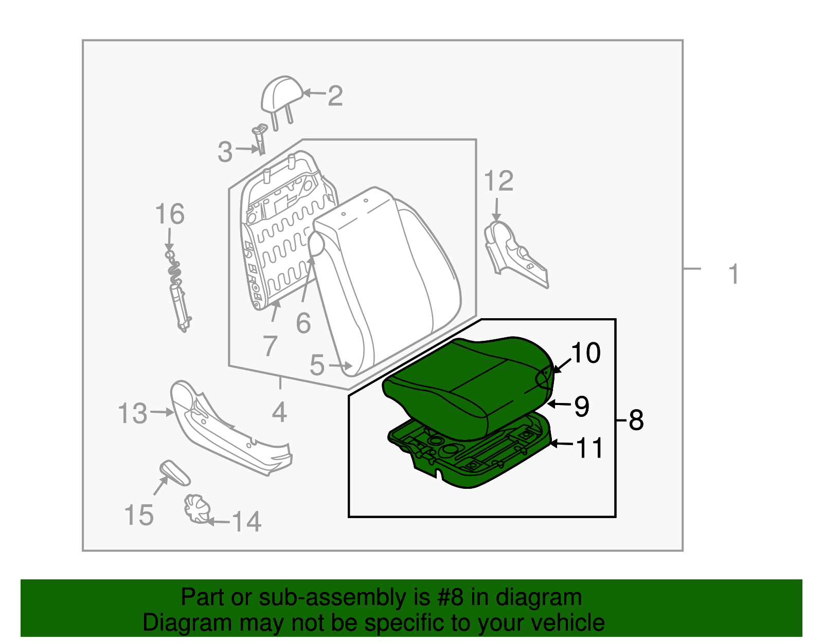 Beige Passenger Seat Cushion - GM (96891958)