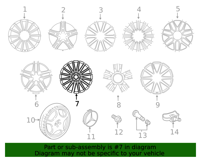2014-2021 Mercedes-Benz Wheel AMG 5-Twin-Spoke 48.3 Cm (19 Inch) 222 ...