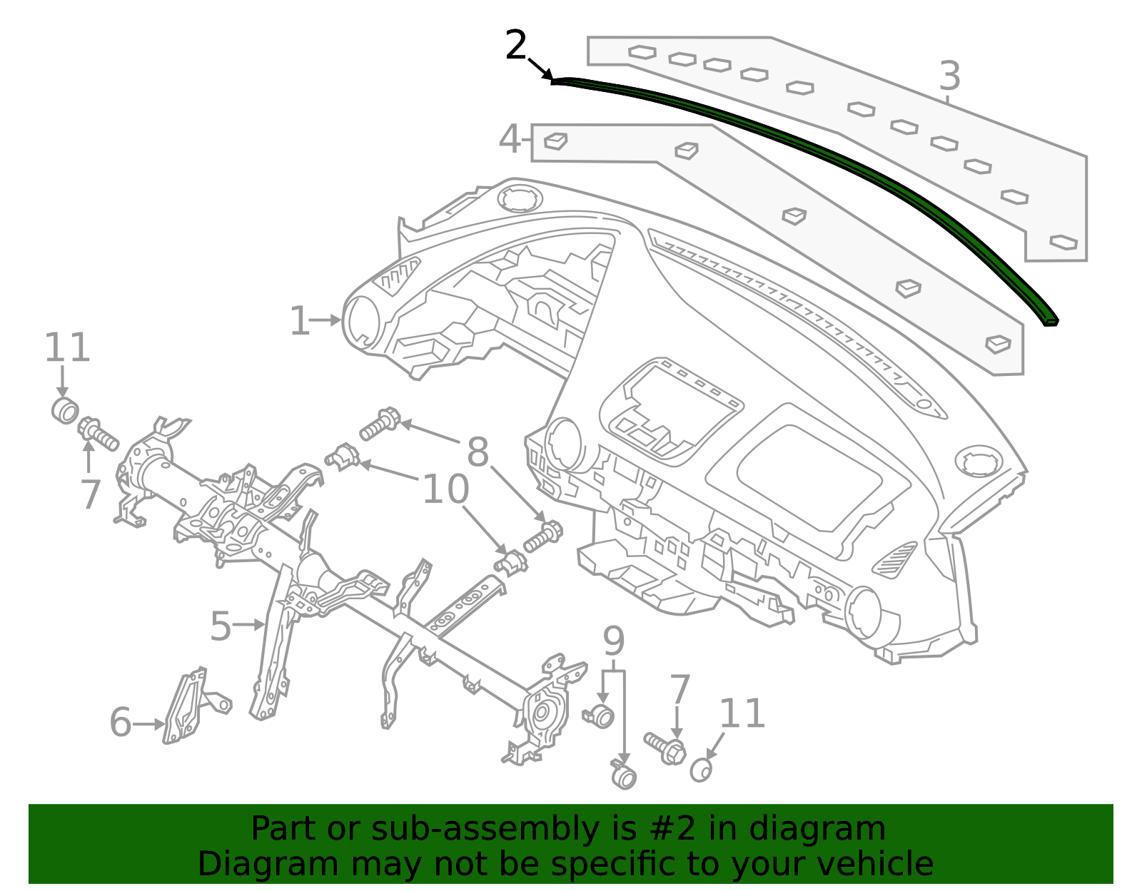 Instrument Panel Seal Strip - Scion (90118-WB891)