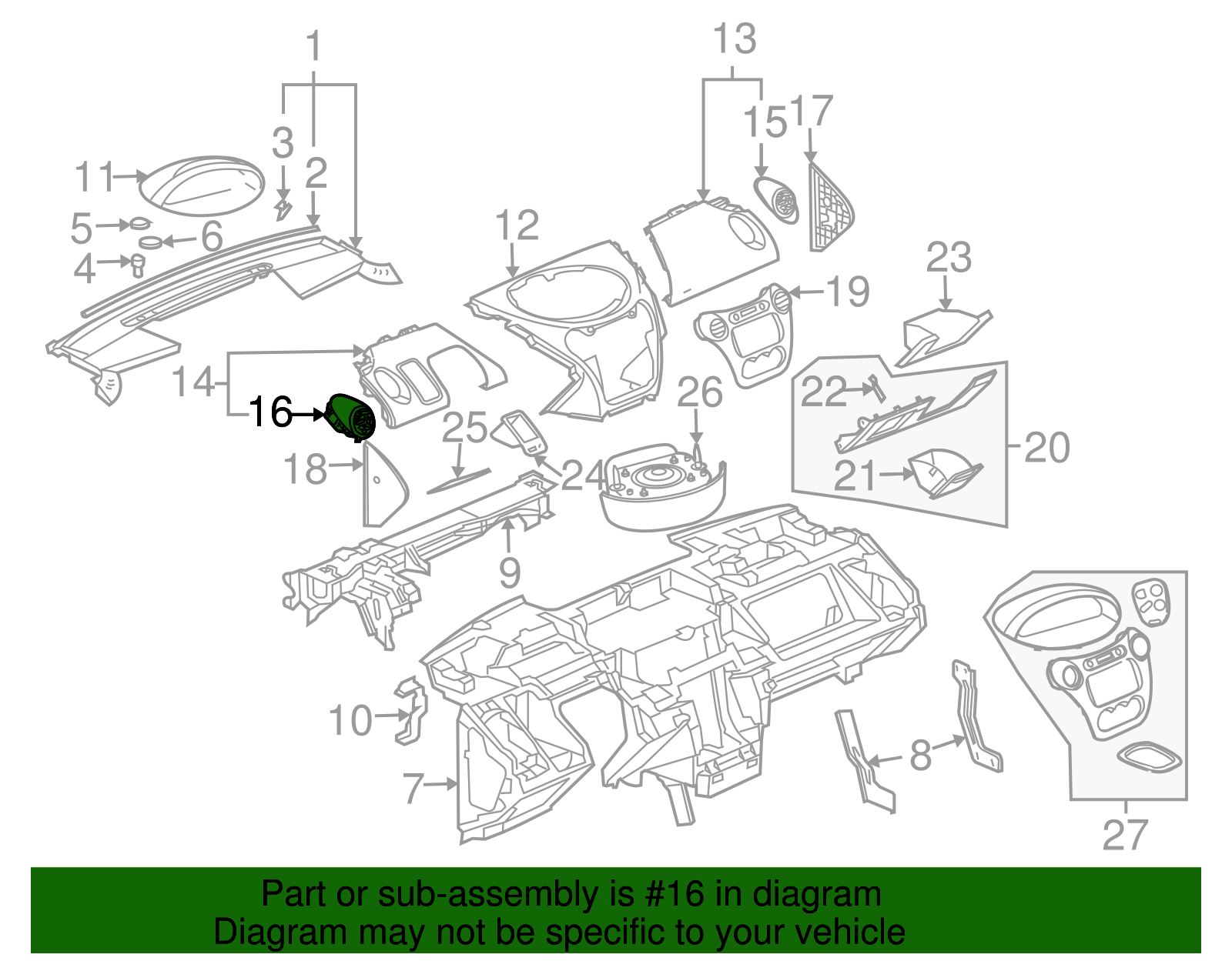 Outlet Assembly, I/P Otr Air                  *Ebony - GM (10394291)