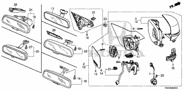 Genuine Honda 76205-T2G-A31ZH Mirror Housing Set