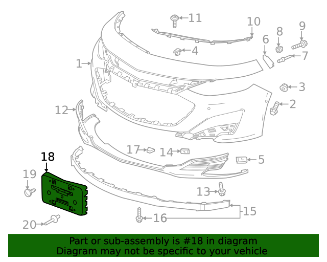 20192024 Chevrolet Malibu Front License Plate Bracket 84524301 GM