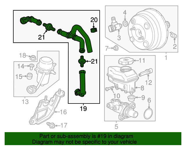 20122016 Chevrolet Power Brake Booster Vacuum Hose Assembly 22803073