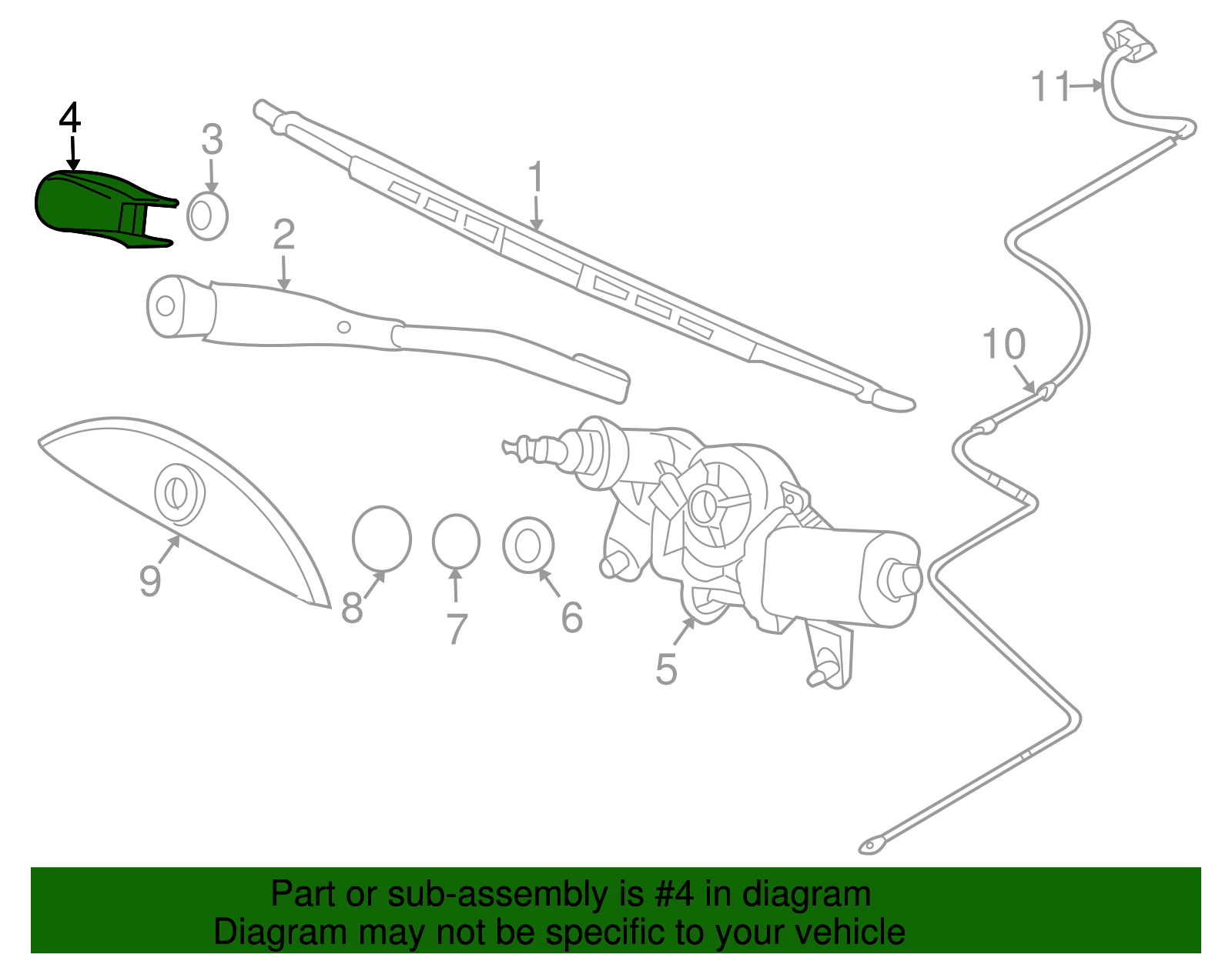 Rear Window Wiper Arm Finish Cap - GM (96543075)