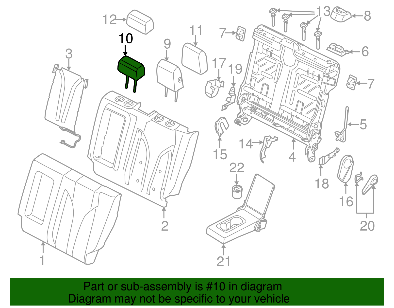 Headrest, Center - Ford (GJ7Z-78611A08-AB)