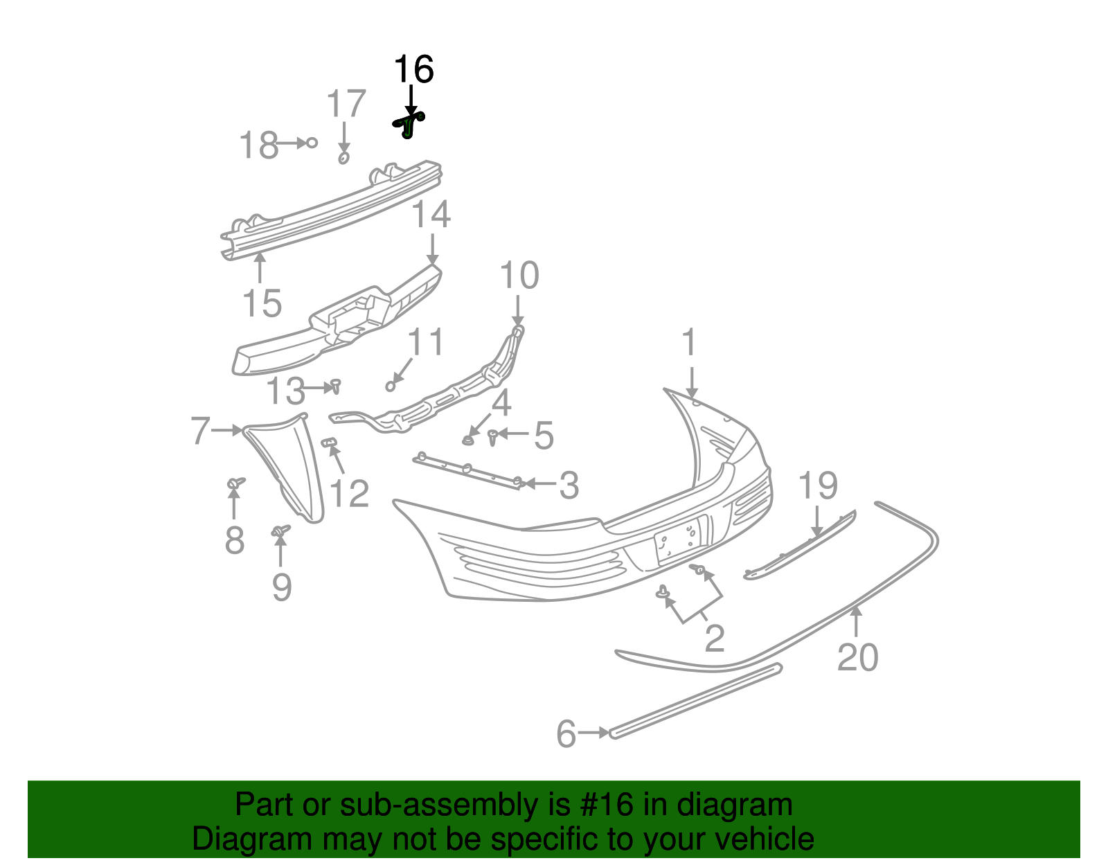 Rear Bumper Impact Bar Bracket Anchor Plate - GM (25694992)