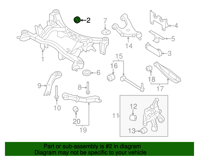 20082022 Subaru Suspension CrossMember Bushing 41322FG000 Subaru Parts Plus